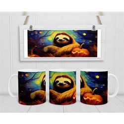 halloween sloth mug, spooky and cute sloth coffee cup, halloween decor, sloth lover's gift, fall coffee mug, autumn slot