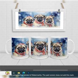pug lover mug, christmas pug cup, xmas animal lover gift