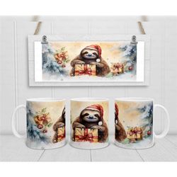 personalised christmas panda mug, xmas watercolour animal coffee tea cup