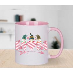 mothers day mug, gnome gonk gifts, pink handle and inner coffee tea cup for mum mom, handmade in the uk