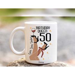 50th birthday mug, happy birthday theme mug, personalised fiftieth coffee tea cup, 50 gifts for her, handmade in the uk