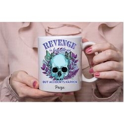 gothic skull mug, personalised goth gifts, revenge gifts, goth girl mug