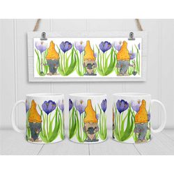 gnome mug, spring flower coffee tea cup, floral lover gifts, gonk lover mug, handmade in the uk