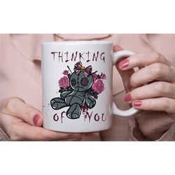 voodoo doll mug, voo doo cup, thinking of you, gothic doll gifts, voodoo lover gift