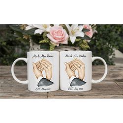 personalised wedding mug, just married gifts, marriage gifts for them, wedding gifts, handmade in the uk