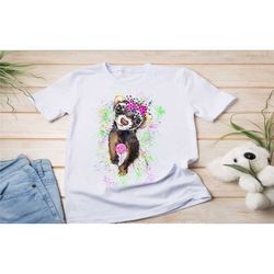 ferret tshirt, ferret clothes for kids, paint splatter ferret shirt, ferret lover gifts, handmade in the uk