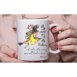 bible verse coffee mug | religious faith gifts | christian coffee cup with birds
