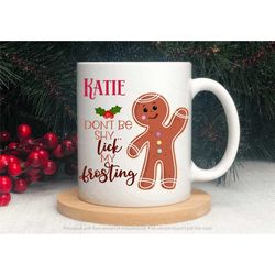 personalised christmas mug, gingerbread man coffee tea cup, funny xmas gift, xmas eve mug gift, gingerbread lover gift,