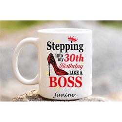 30th birthday mug, personalised 30th coffee / tea cup, 30th birthday gift for her, birthday girl boss, made in the uk