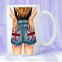 union jack mug | woman in hot pants mug | great britian gift | womans body coffee mug| gifts for her| united kingdom gif