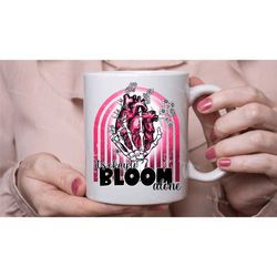 it's okay to bloom alone mug, self love coffee/ tea cup, rainbow skeleton gifts in the uk