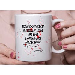 novelty crime mug, fun murder coffee tea cup for her | birthday gifts for him and her in the uk