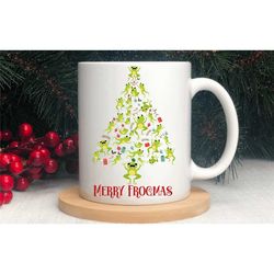 frog lover mug, merry frogmas christmas coffee tea cup, personalised frog gifts, merry frogmas, in the uk
