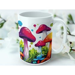 mushroom mug ceramic coffee cup cocoa mug boho gift for her birthday gift for christmas gift for mushroom lover