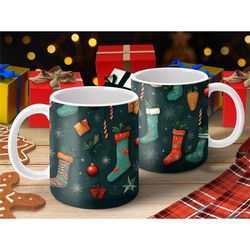 christmas stockings coffee mug coffee cup cocoa mug gift for her gift for him christmas gift birthday present birthday g