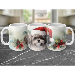 shih tzu christmas mug coffee cup cocoa mug gift for her gift for him christmas gift birthday present gift for dog lover