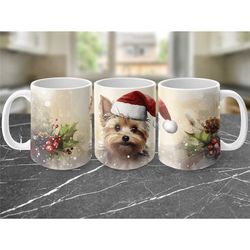 yorkie christmas mug coffee cup cocoa mug gift for her gift for him christmas gift birthday present gift for dog lover