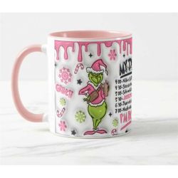 grinch inspired christmas mug, 11oz 15oz ceramic coffee cup, festive gift idea, christmas gift idea, fall christmas win