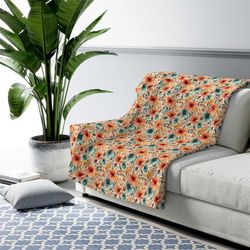 colorful flora sherpa throw blanket - add vibrant beauty to your sofa with this cozy, stylish blanket. perfect for chill