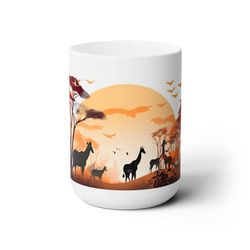 african safari at sunset mug ceramic coffee cup, tea cup