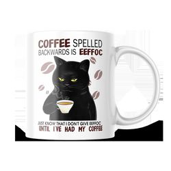 funny coffee cat mug eeffoc is coffee spelled backwards 11-15 oz cute cup