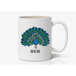 custom peacock mug, peacock present, peacock tumbler, peacock gift, peacock travel mug, personalized peacock cup k69