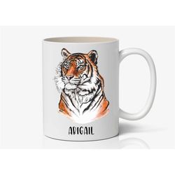 personalized tiger mug, tiger gift ideas, tiger tumbler, tiger travel mug, custom tiger cup k53