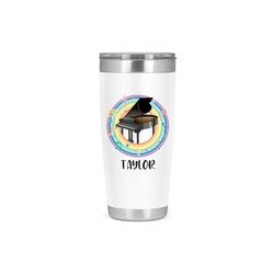personalized piano tumbler, piano gift, piano travel mug, gift for piano lover, custom piano mug, piano present kk207