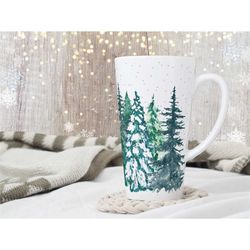 winter tree mug,tree latte mug,winter coffee cup,tall christmas mug,holiday tree mug,winter decor,aesthetic tree mug,chr