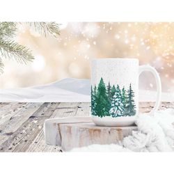 winter tree mug, winter coffee cup, christmas mug gift,holiday tree mug,winter decor,aesthetic tree mug,christmas mug of