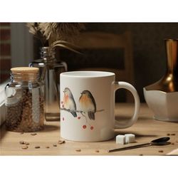 winter birds mug, 20oz large winter mug, winter themed extra large mug, holiday bird coffee cup, gift for bird lover, cu