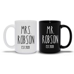 mr & mrs mug - wedding gift-rea dunn inspired wedding mug-personalizesd gift- coffee cup , gag gift future wedding