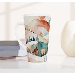 winter tree mug,tree latte mug,winter coffee cup,tall christmas mug,holiday tree mug,winter decor,aesthetic tree gift, f