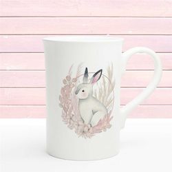 porcelain rabbit mug, bunny coffee mug, rabbit tea cup, boho animal mug, mugs for mom, boho rabbit decor, porcelain bohe