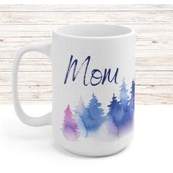 personalized winter trees mug, winter mom mug, mug for grandma, custom name mug, personalized gift for her, aesthetic wa