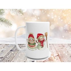 snowman mug, christmas snowmen mug, large winter mug, christmas coffee cup, cute holiday mug, winter decor, teacher gift