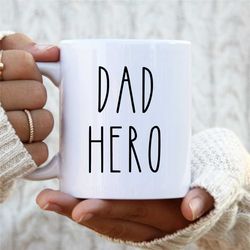 dad is my hero, custom rae dunn inspired daddy mug ,for all fathers, dad gift for him
