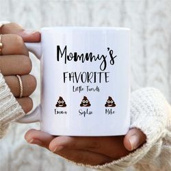 mommy's favorite little turds, mother's day gift, mom's little shits, funny coffee mug, poop emoji gift for mom, persona