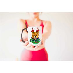 taupe, grey, black, or orange cat christmas mug | festive holiday for cat mom coffee cup | cat lover | coffee | kitty ki