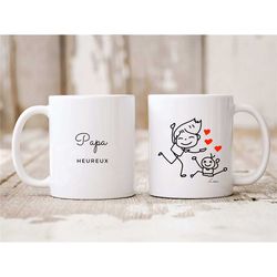 mug papa happy - gift dad - father's day - idea gift dad - mug personalized gift -