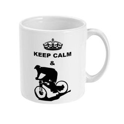 keep calm gift, keep calm & mountain bike coffee mug for mountain bikers, gift for cycling lover, biker mug