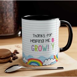thank you for helping me grow custom mug for teacher mentor instructor advisor teacher gifts men women personalized mess