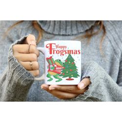 merry frogmas - frog christmas coffee mug, cute froggy lover mug, festive christmas mug, cottagecore frogs gift, retro s