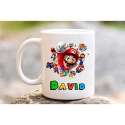 personalised super mario mug for dad/grandad / daddy with names - fathers day gift,birthday gift, personalised gift, gif