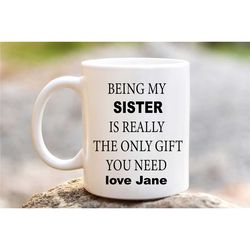 personalised funny rude sister mug - - same day postage