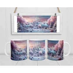 christmas unicorn mug wrap design, unicorn fairytale xmas png, full mug wrap design 11oz, unicorn wrap png digital downl
