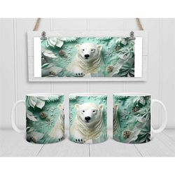 3d christmas polar bear mug, festive bear holiday coffee cup, unique gift idea