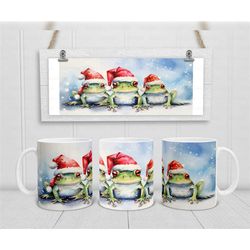 watercolour christmas frog mug, festive holiday coffee cup, unique gift idea