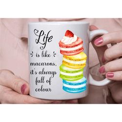 handmade macaron mug, macaron lover coffee/ tea cup for him or for her, macarons gift in the uk