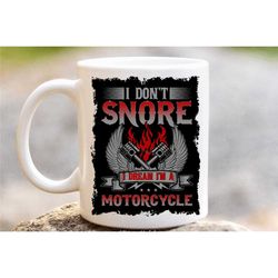 novelty motorcycle mug, funny snoring coffee tea cup, motorbike lover gifts, handmade in the uk